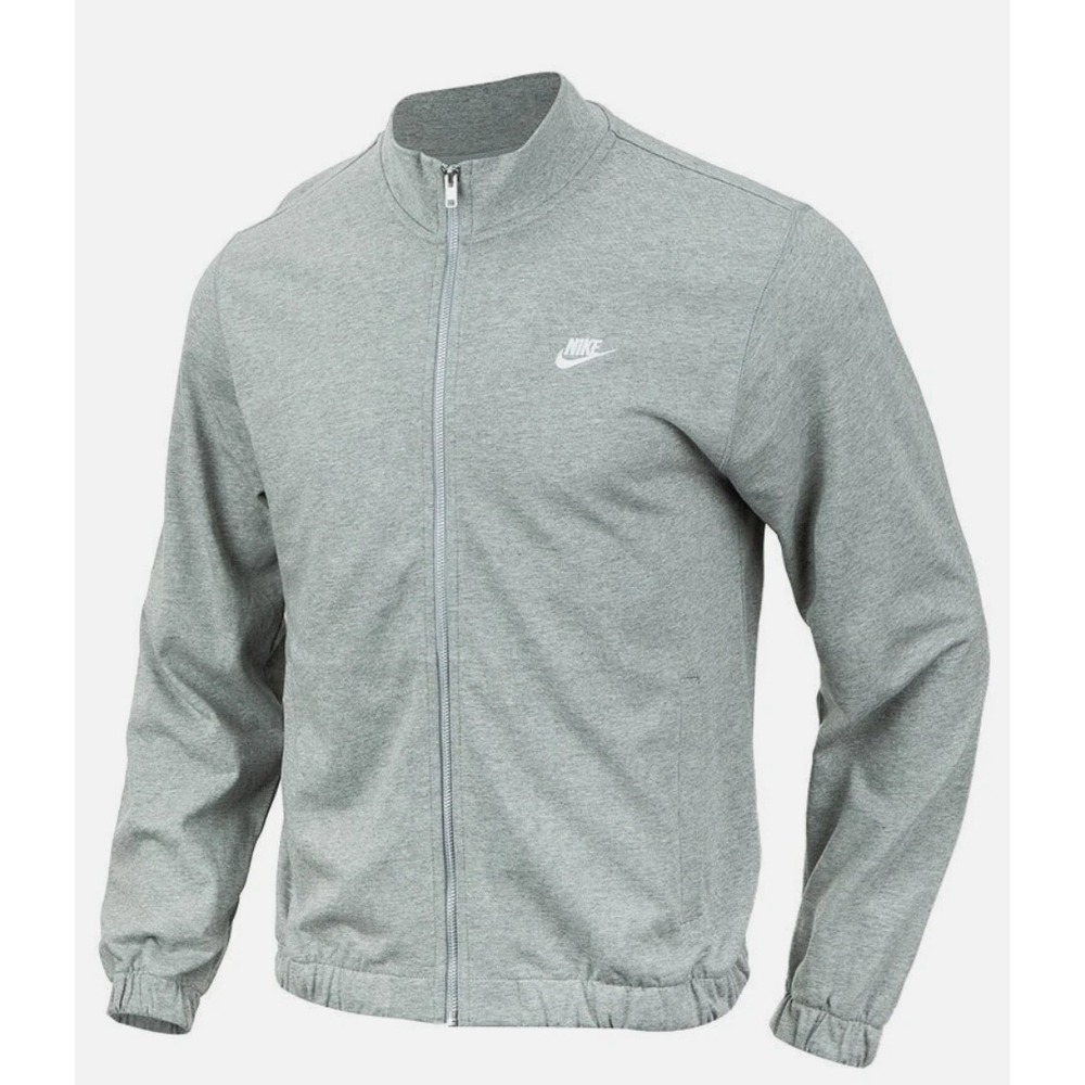 Nike Track Jacket Mens Medium Grey Full Zip Mock Neck Cotton NWOT